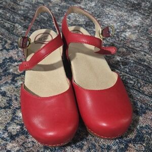 Dansko Red Dress Shoes with Strap